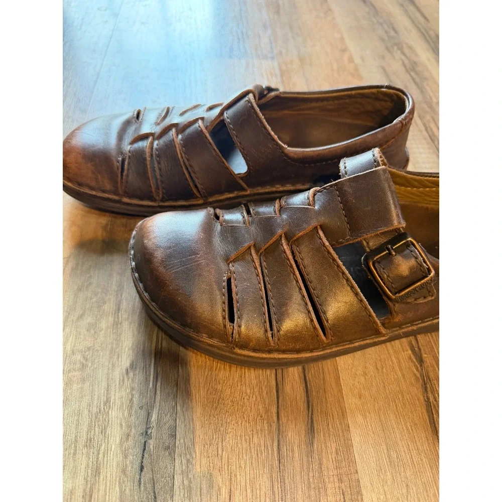 Vintage Birkenstock Memphis Fisherman Shoes Brown Leather EU 40 L9 M7 - Picture 4 of 10